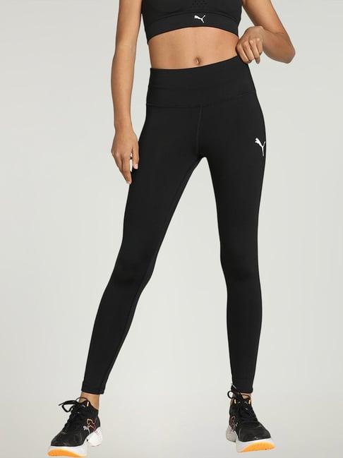 puma black logo print sports tights