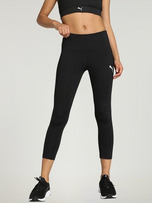 puma black logo print sports tights