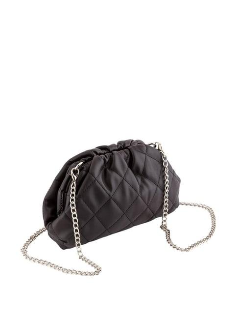 carpisa marina v1 black faux leather quilted sling handbag