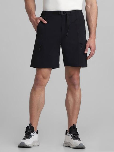 jack & jones jet black regular fit cargo shorts