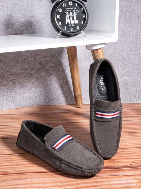 styli men's grey casual loafers