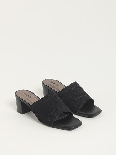 luna blu by westside black knitted heel sandals