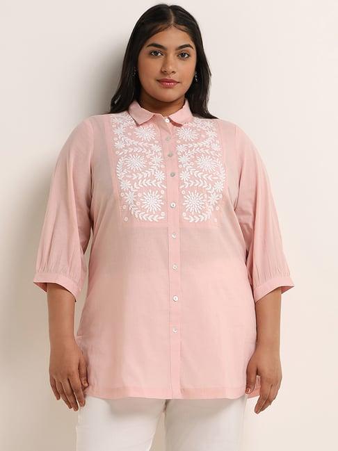 diza by westside blush pink embroidered tunic