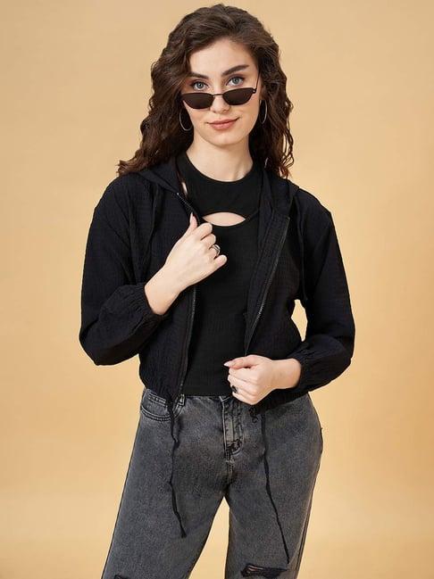 yu by pantaloons black relaxed fit jacket