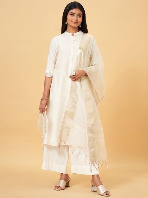 rangmanch by pantaloons white woven pattern dupatta