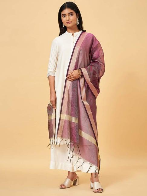 rangmanch by pantaloons purple woven pattern dupatta