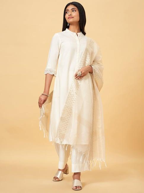 rangmanch by pantaloons off-white woven pattern dupatta