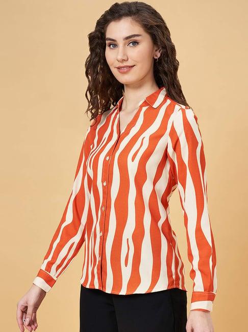 yu by pantaloons orange printed shirt