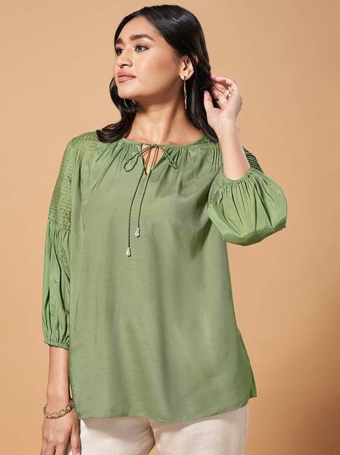 marigold lane green flare fit top