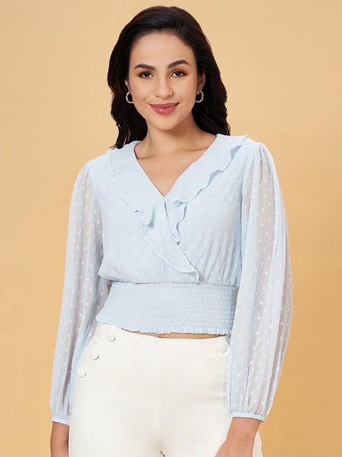 honey by pantaloons blue self pattern top