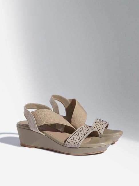 luna blu by westside beige slingback wedge heel sandals