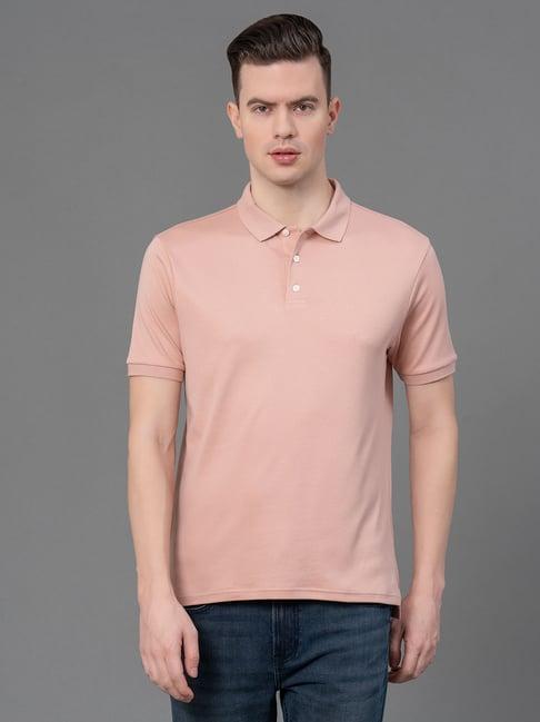 red tape pale pink regular fit cotton polo t-shirt