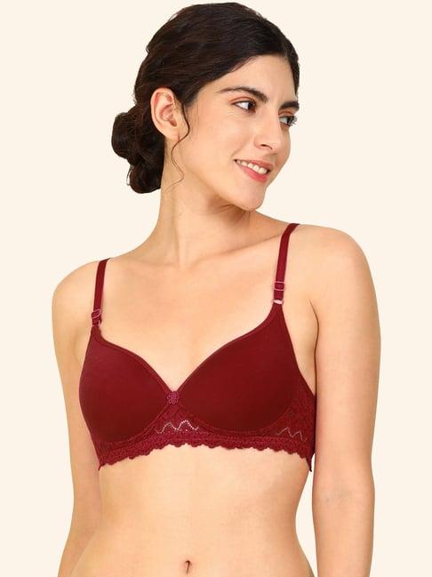 arousy maroon cotton self pattern everyday bra