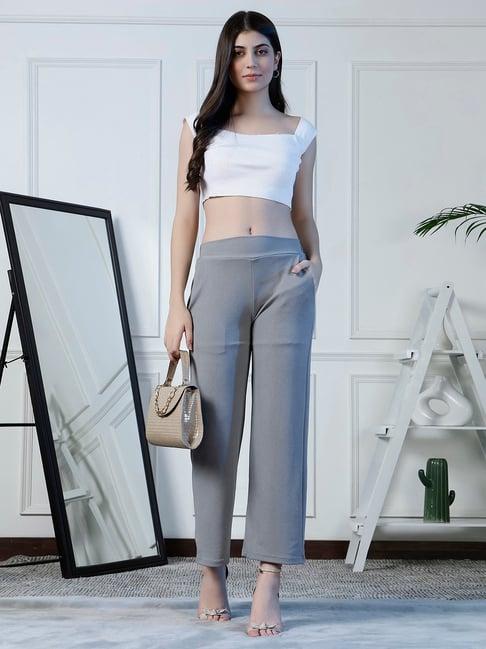 neudis grey regular fit mid rise trousers