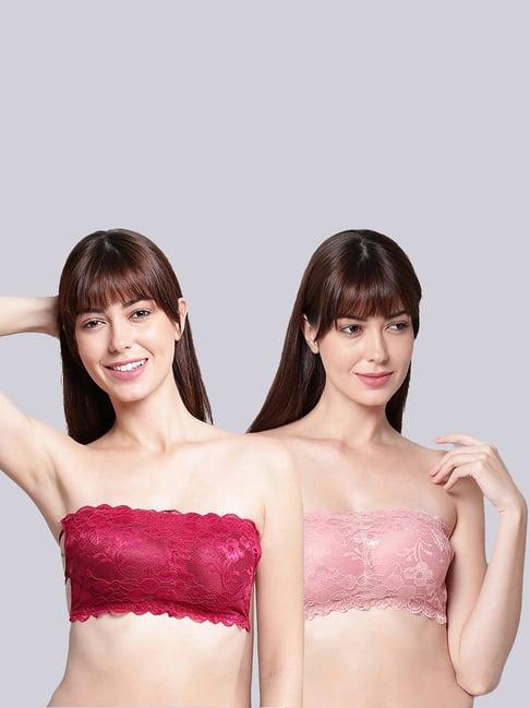 arousy pink self pattern tube bra - pack of 2