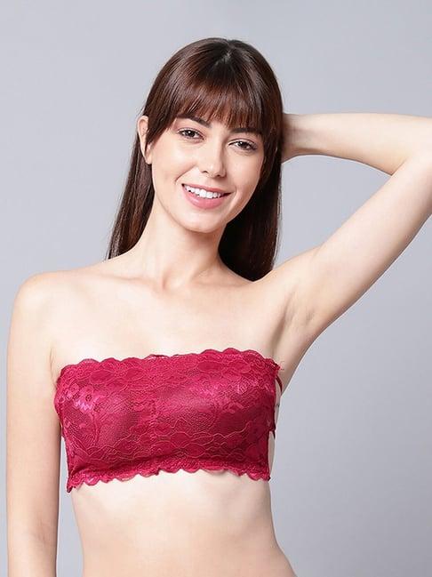 arousy maroon self pattern tube bra