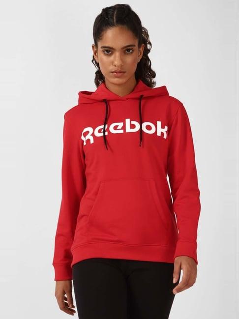 reebok red printed sweatshirt