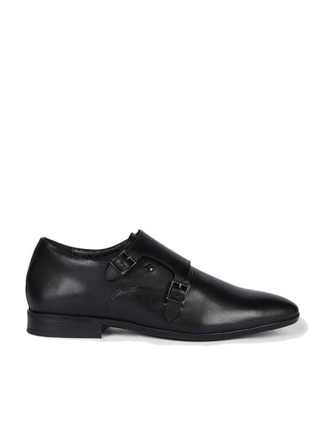 van heusen men's black monk shoes