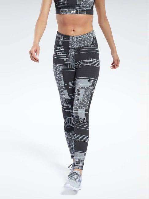 reebok grey printed sports tights