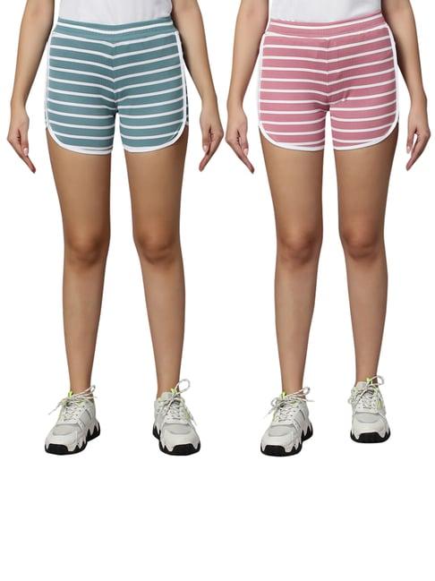 omtex grey & pink printed sports shorts - pack of 2