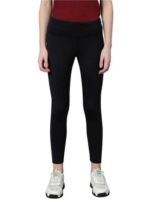 omtex black mid rise sports tights