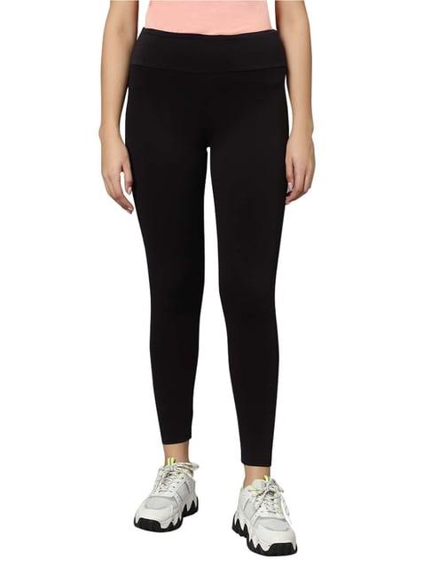 omtex black mid rise sports tights