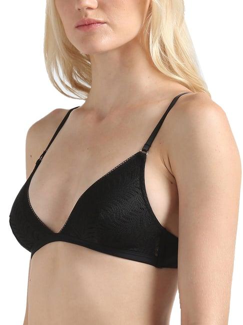 calvin klein underwear black lace regular fit bra