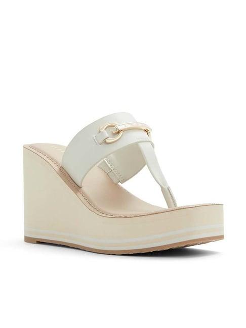 aldo women's manalaena white thong wedges