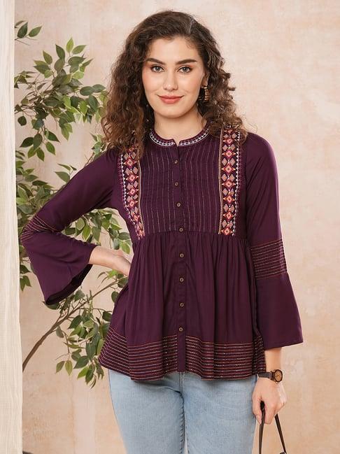 globus wine embroidered tunic