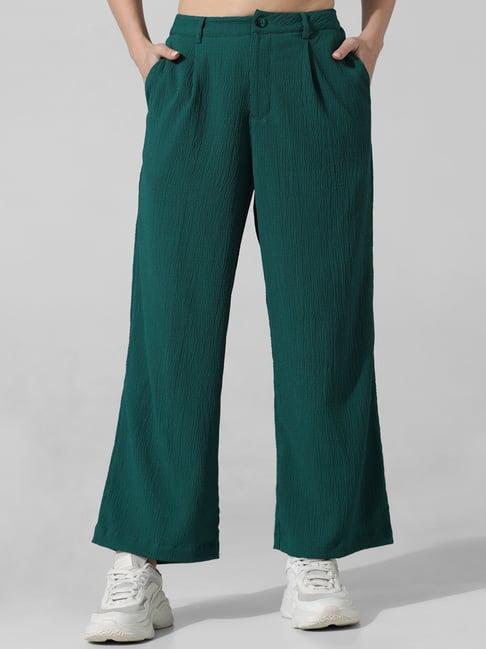 only green regular fit high rise pants