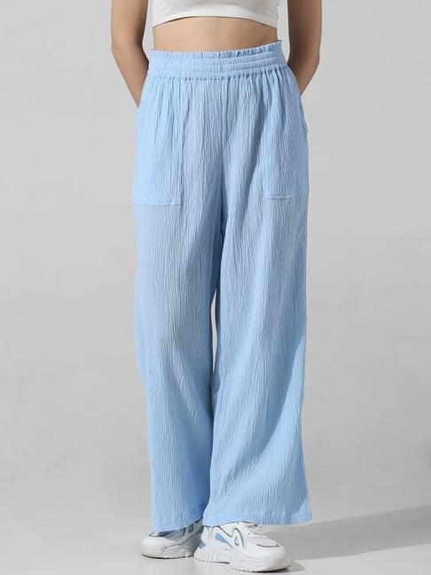 only sky blue slim fit high rise pants