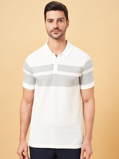 byford by pantaloons white slim fit colour block polo t-shirt