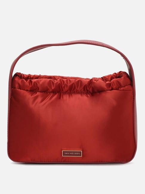 van heusen red polyester solid handbag