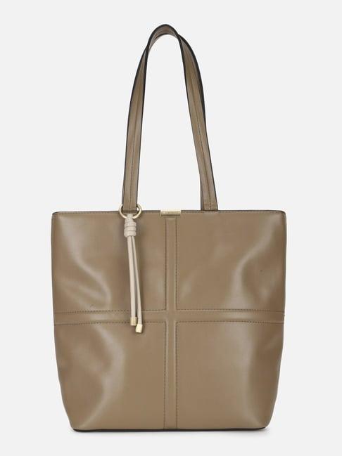 van heusen brown pu solid tote handbag