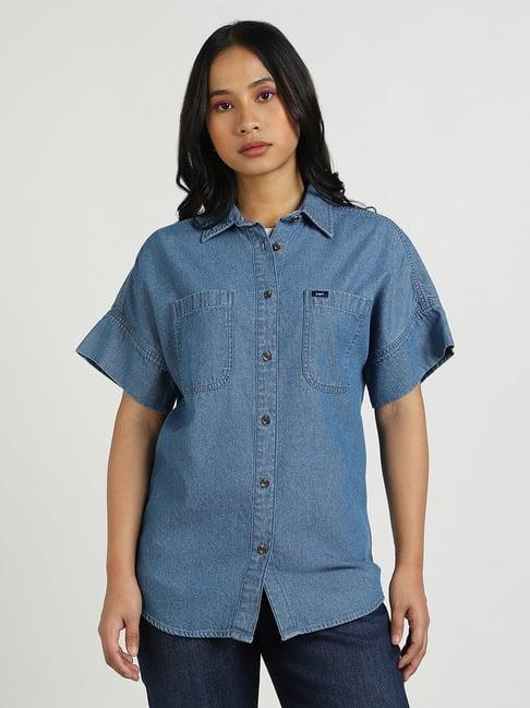 lee blue casual shirt