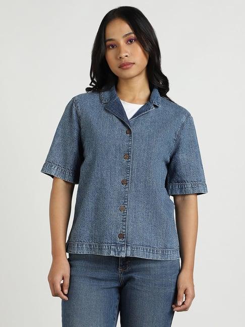 lee blue casual shirt