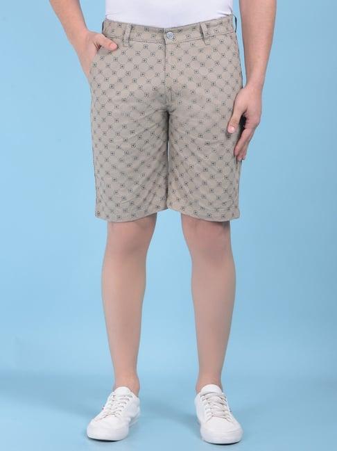 crimsoune club olive cotton slim fit printed shorts