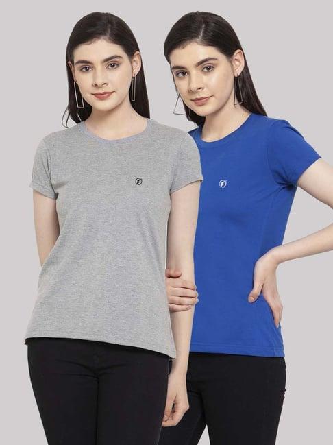 friskers grey & blue cotton t-shirt - pack of 2