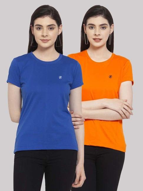 friskers blue & orange cotton t-shirt - pack of 2