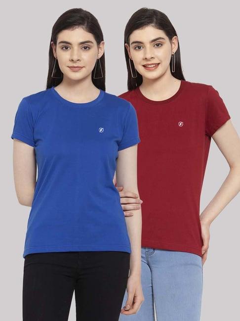 friskers blue & maroon cotton t-shirt - pack of 2