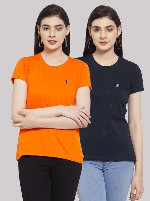 friskers orange & navy cotton t-shirt - pack of 2