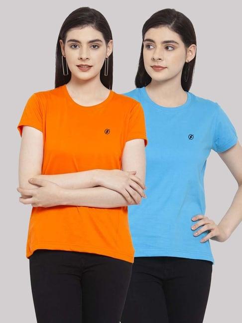 friskers orange & turquoise cotton t-shirt - pack of 2