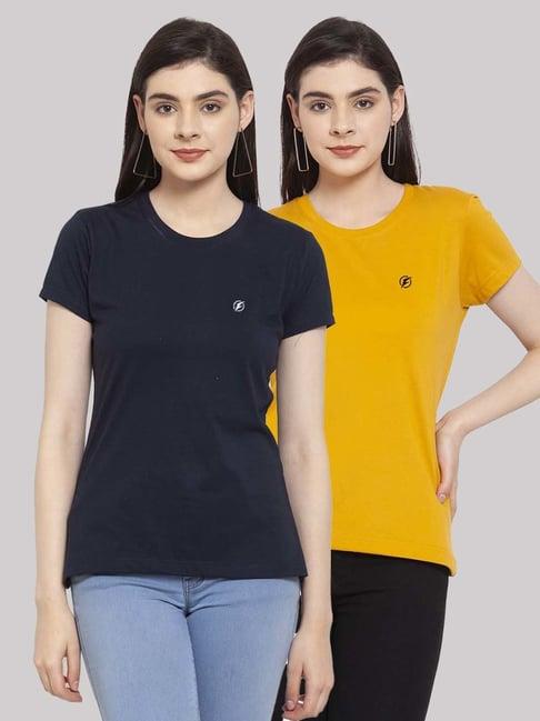 friskers navy & mustard cotton t-shirt - pack of 2