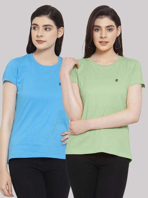 friskers turquoise & sea green cotton t-shirt - pack of 2