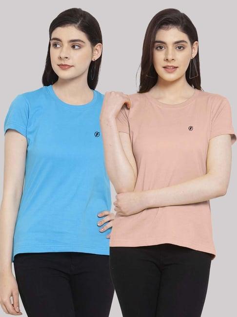 friskers turquoise & light coral cotton t-shirt - pack of 2