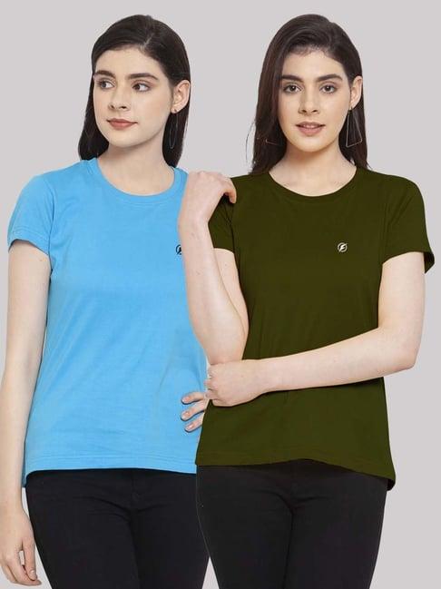 friskers turquoise & olive cotton t-shirt - pack of 2