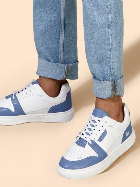 neemans men's retro slick blue & white casual sneakers