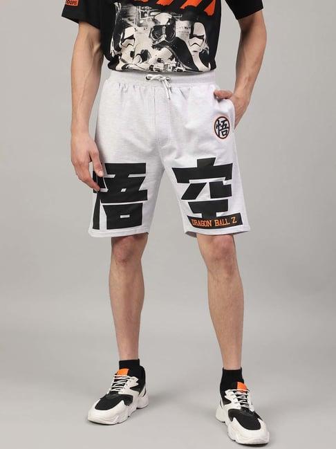 free authority grey melange regular fit dragon ball z printed shorts