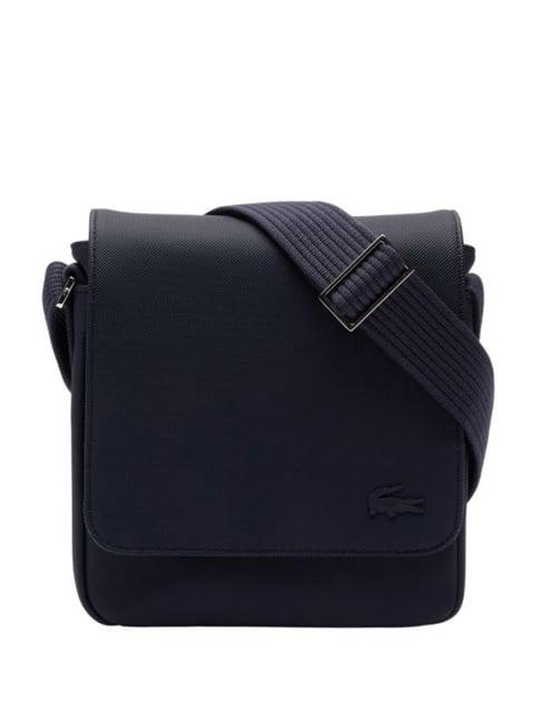 lacoste core blue pu solid cross body bag