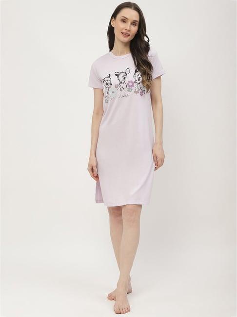 madame m secret mauve cotton graphic print night dress